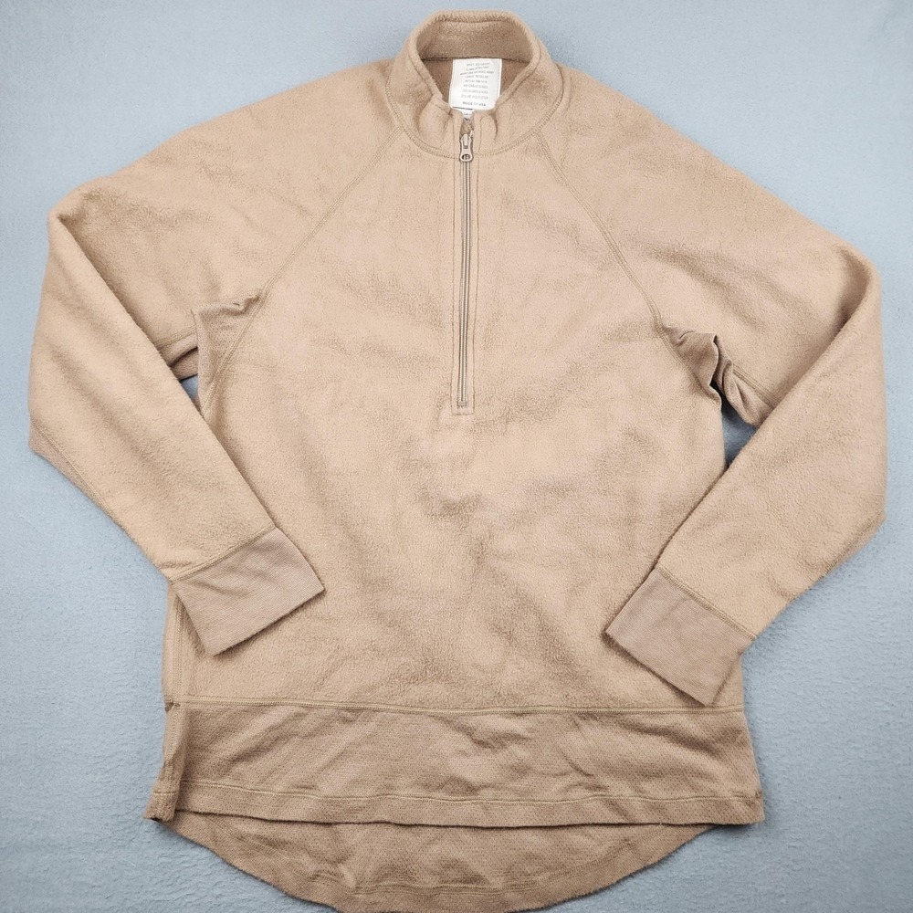 Peckham Mid Weight FR Pullover Shirt Mens Large Beige Fleece 1/4 Zip Army USA